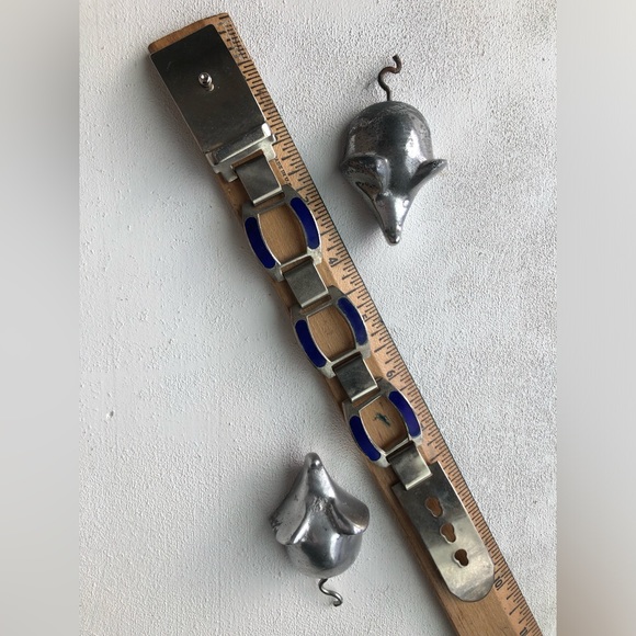 Vintage painted metal cuff bracelet - MADE IN ITALY - blue and silver - Picture 8 of 8